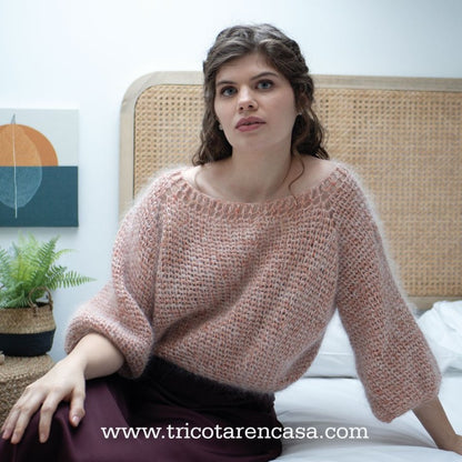 Jersey a crochet color rosa